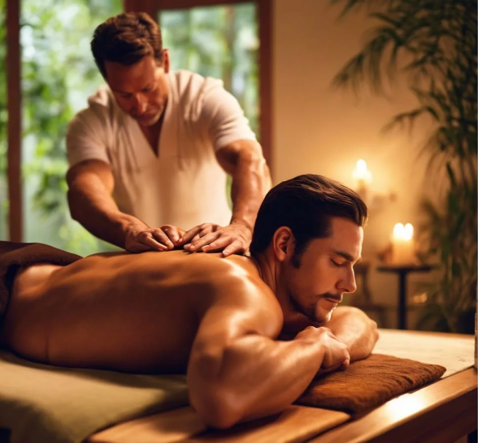Man receiving a deep tissue massage